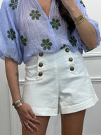 Short à pont ORAIJE - denim blanc