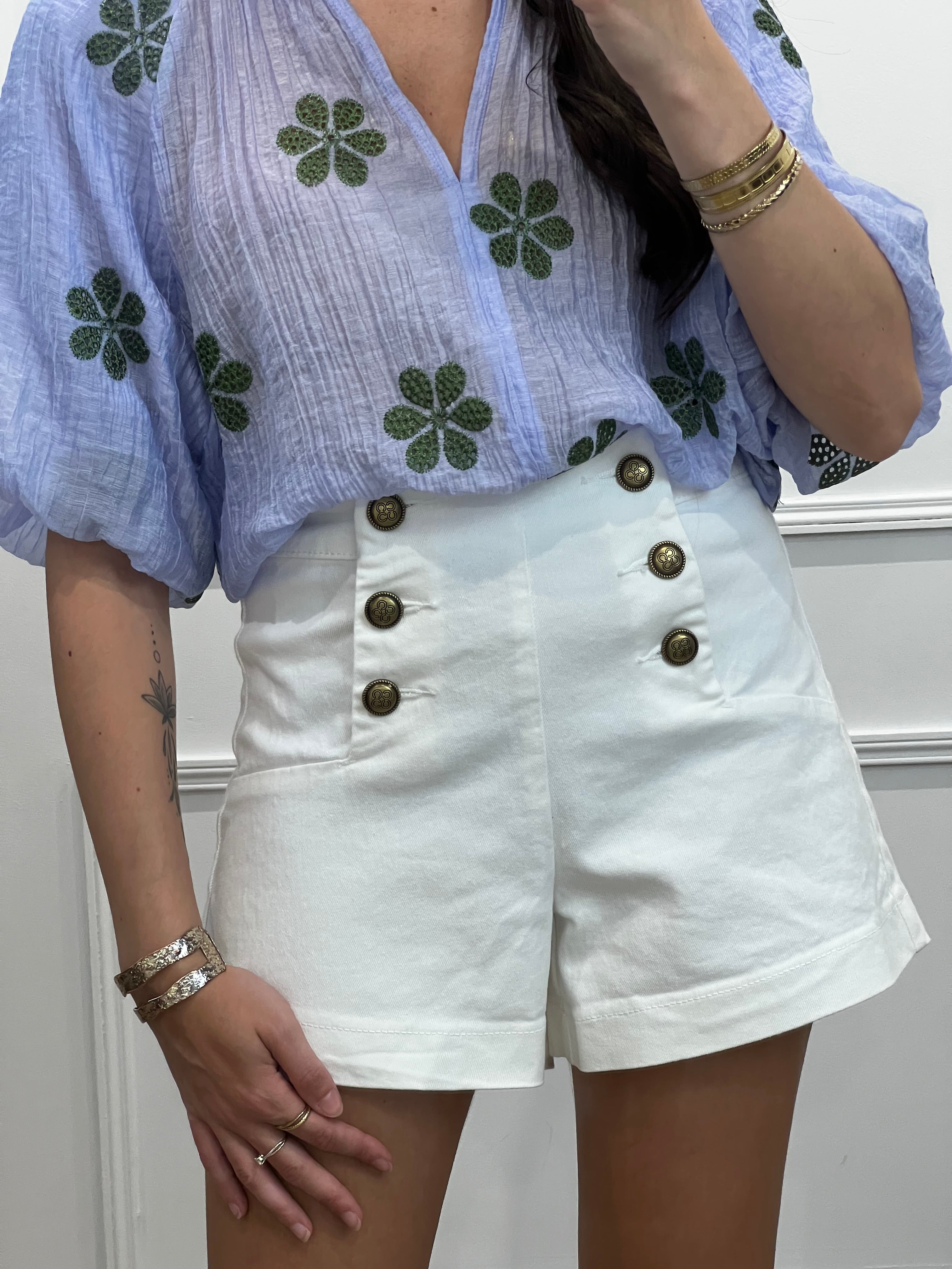 Short à pont ORAIJE - denim blanc