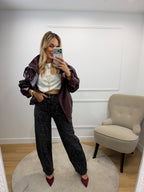 Veste grand col simili - BURGUNDY