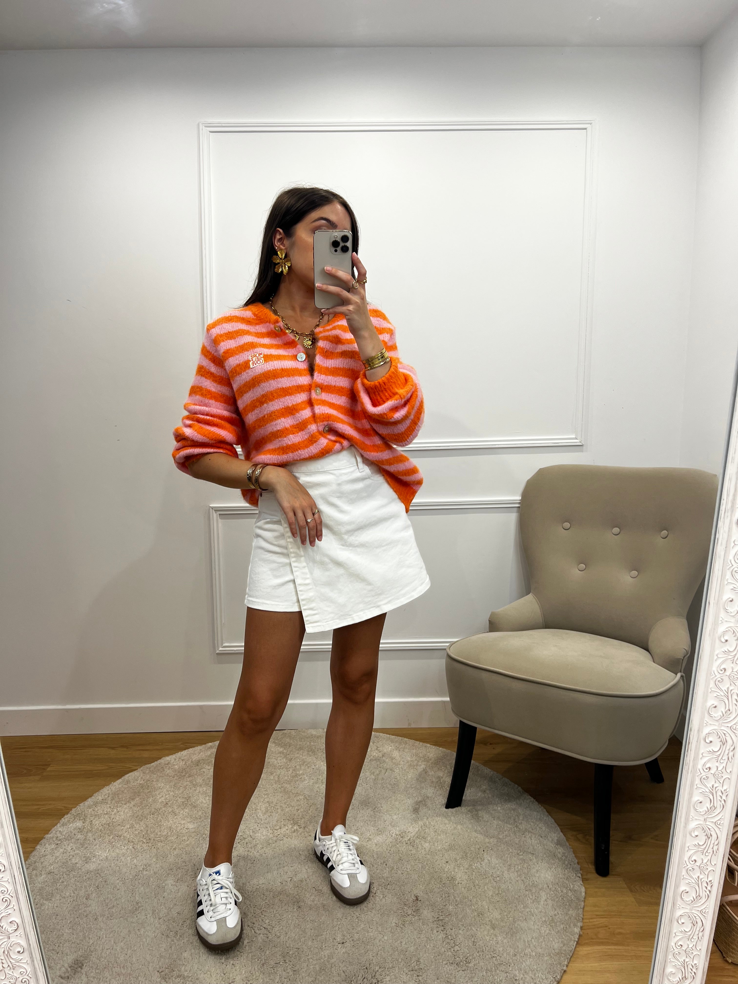 Jupe short en jean ORAIJE - Blanc