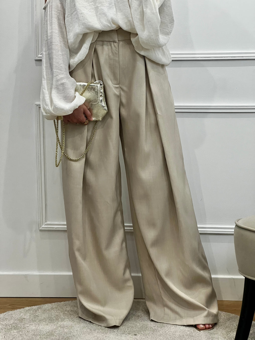 Pantalon à pinces Léon - Beige