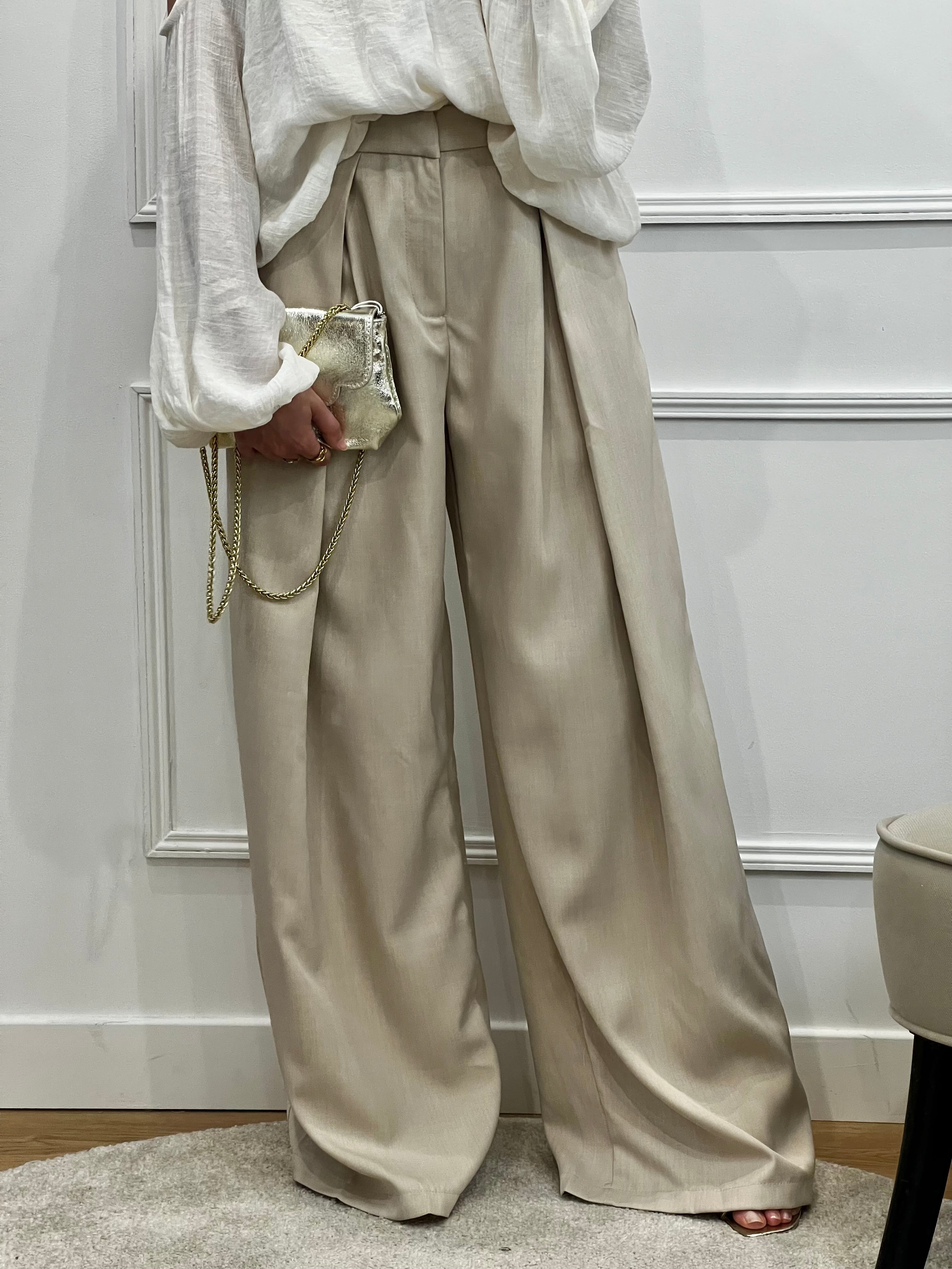 Pantalon à pinces Léon - Beige