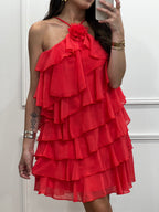 Robe à volants corail