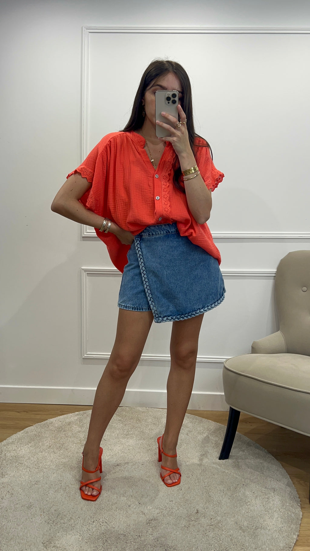 Jupe short ORAIJE - denim bleu