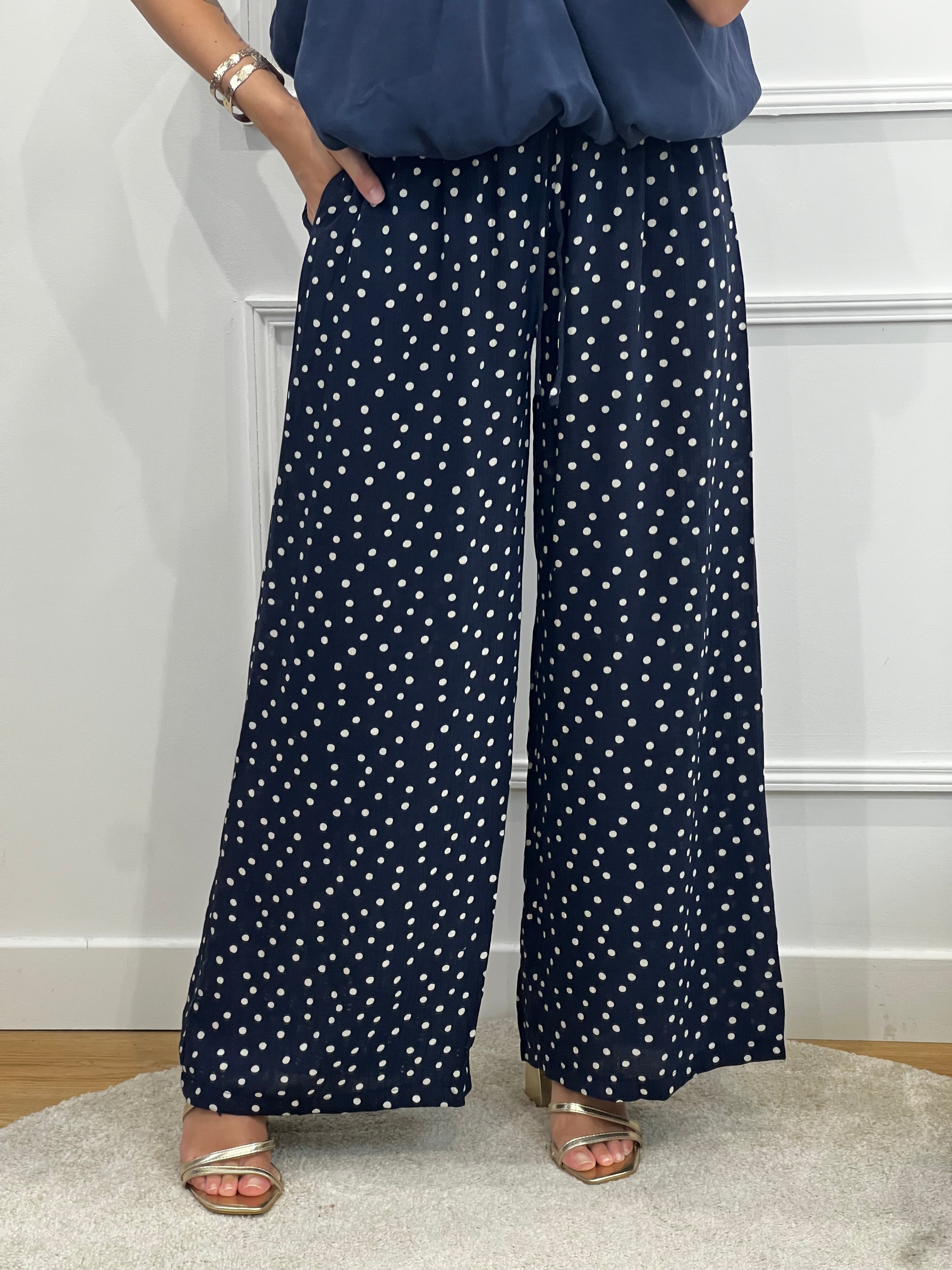 Pantalon Pois - Bleu Marine