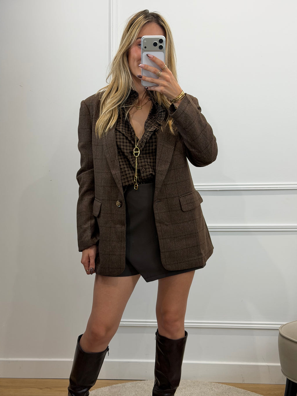 Blazer à carreaux - CHOCO
