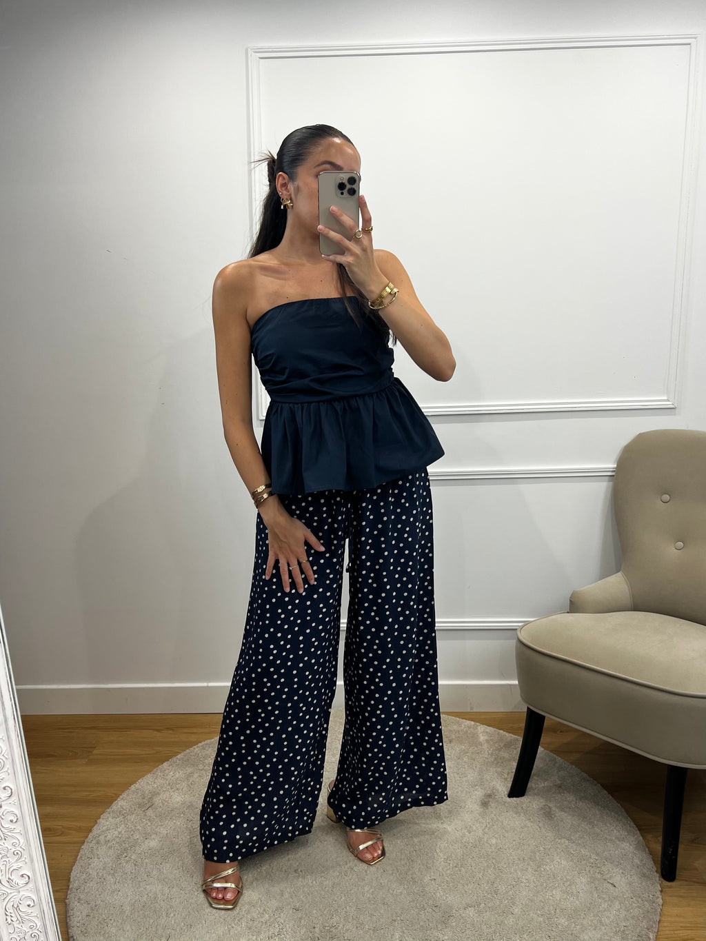 Pantalon Pois - Bleu Marine