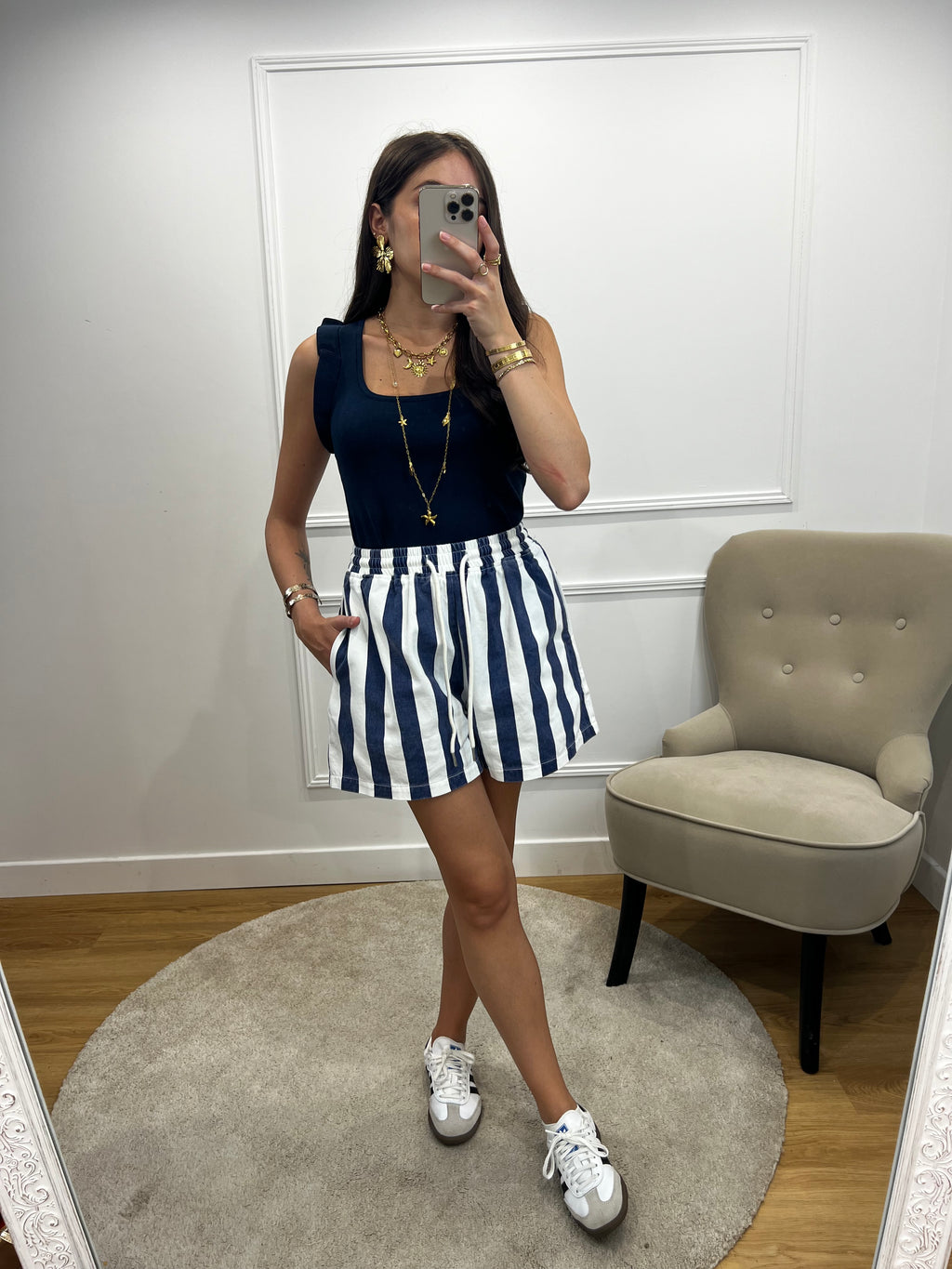 Short rayures - bleu