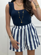 Short rayures - bleu