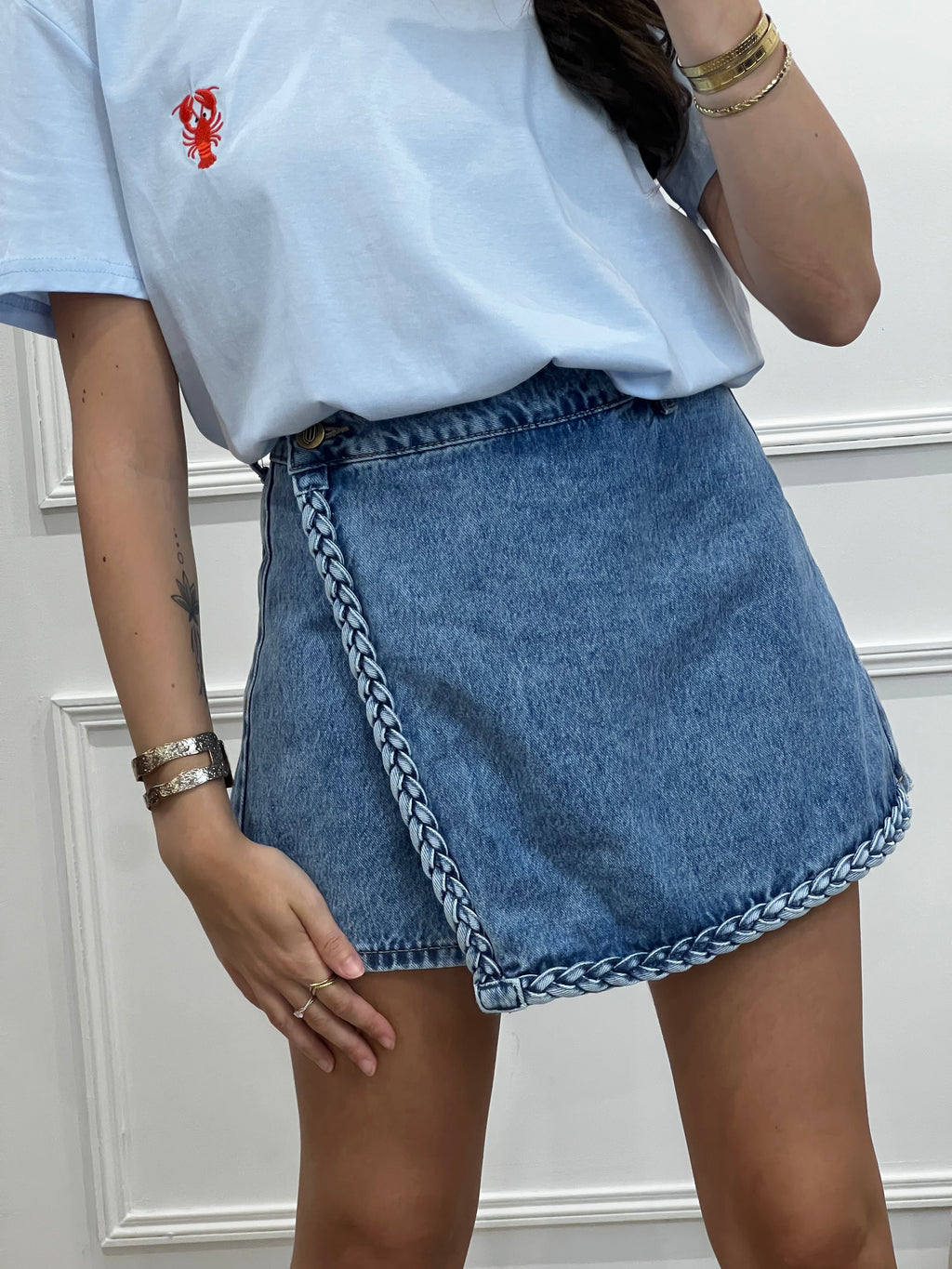 Jupe short ORAIJE - denim bleu