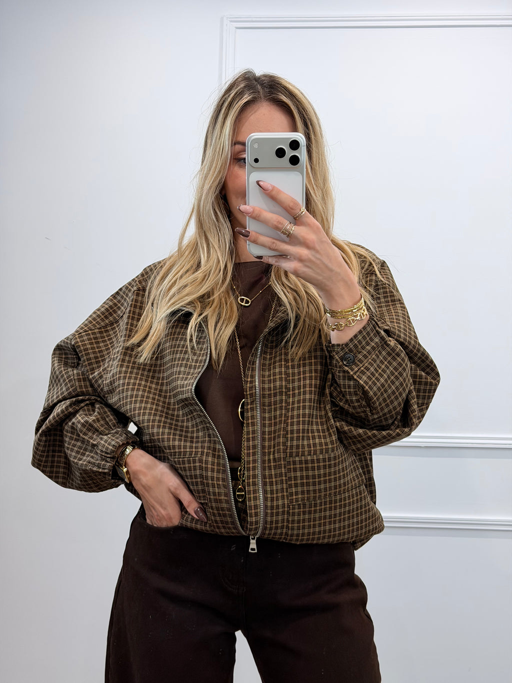 Veste motifs à carreaux