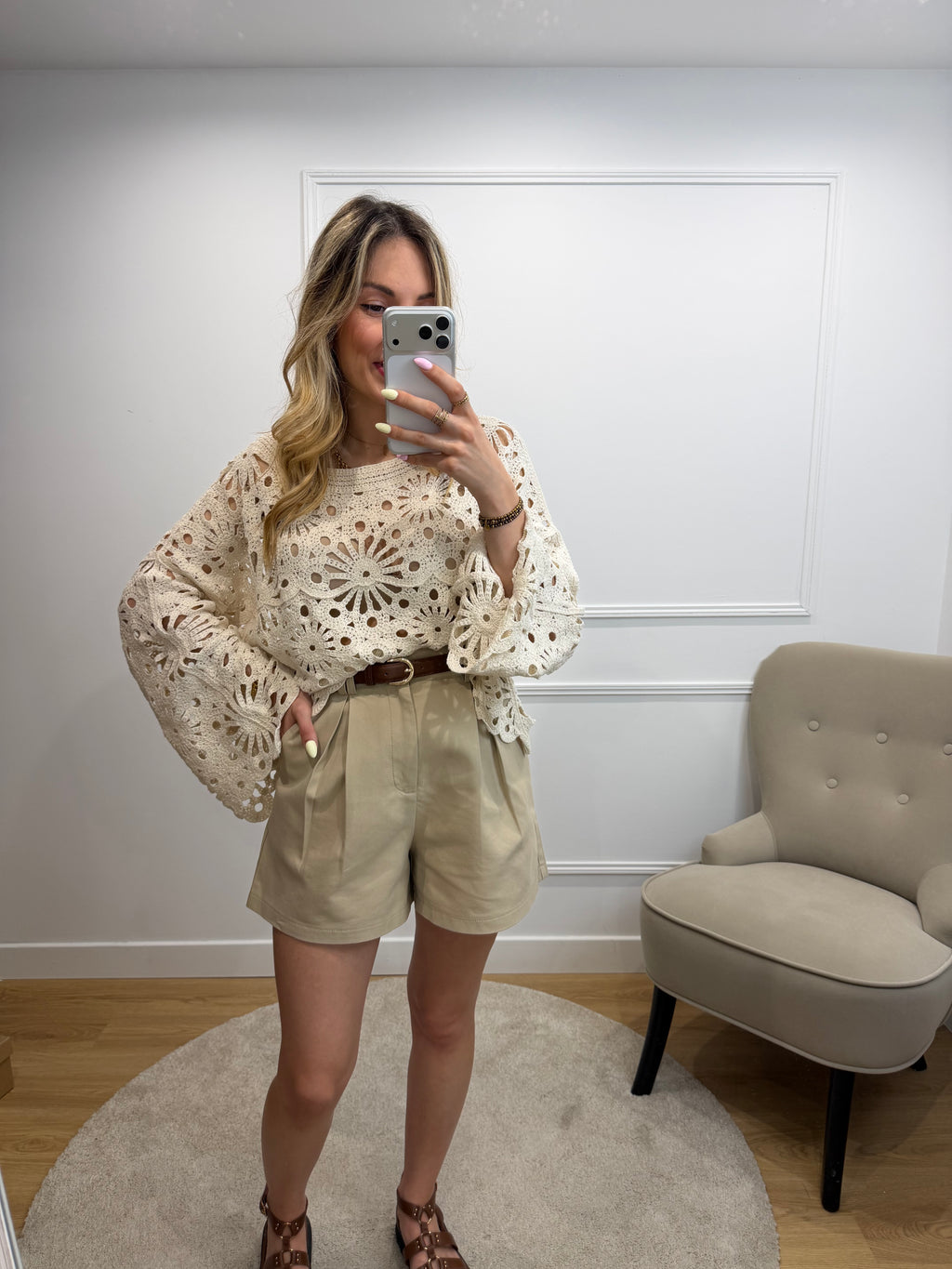 Top CROCHET - Naturel