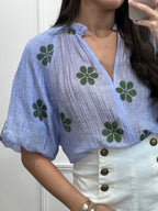 Blouse SUZANNE - Bleue