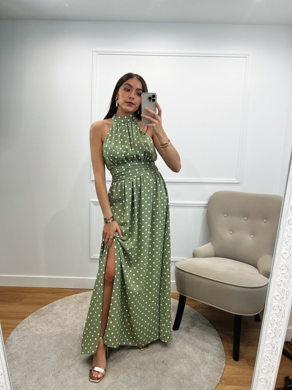 Robe à pois MIA - Vert amande