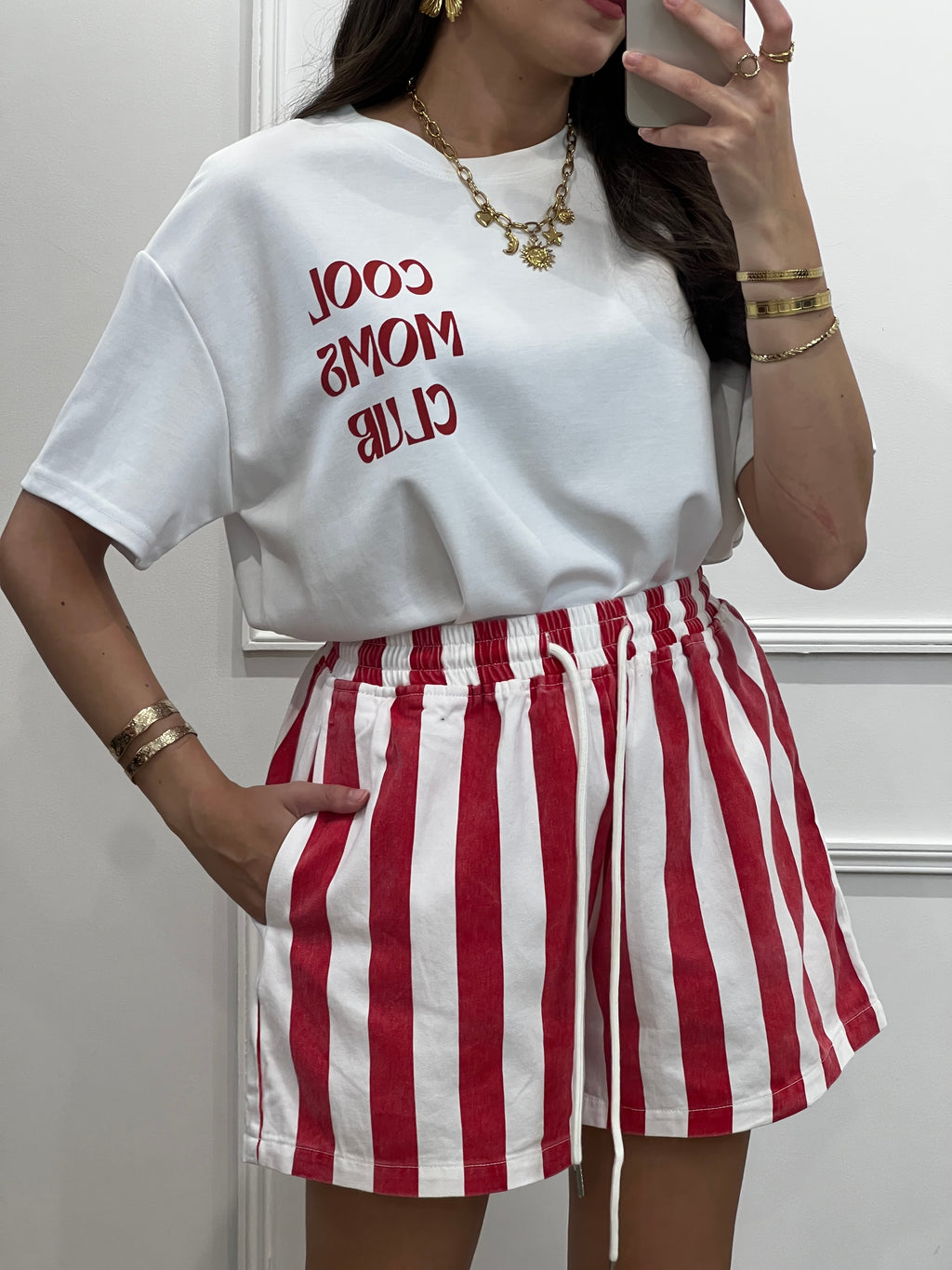 Short rayures - rouge