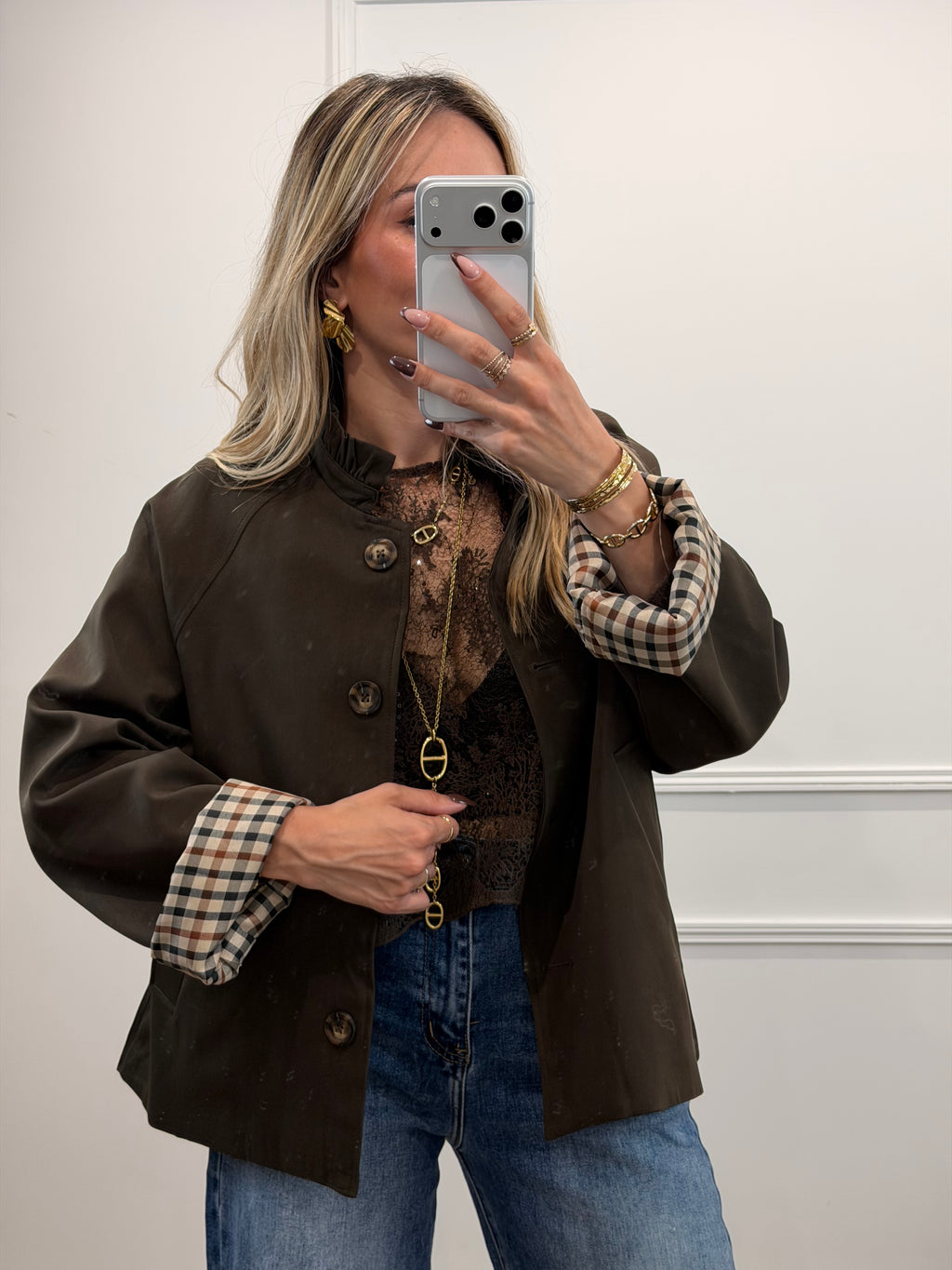 Trench court col festonné - choco