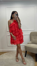 Robe à volants corail