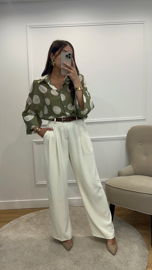 Blouse à gros pois - Olive
