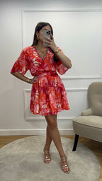 Robe courte motif floral