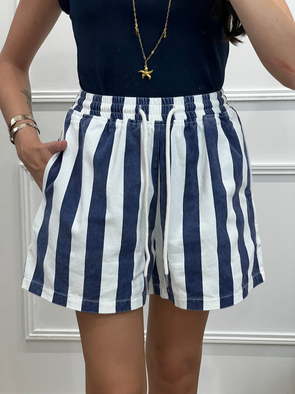 Short rayures - bleu