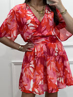 Robe courte motif floral