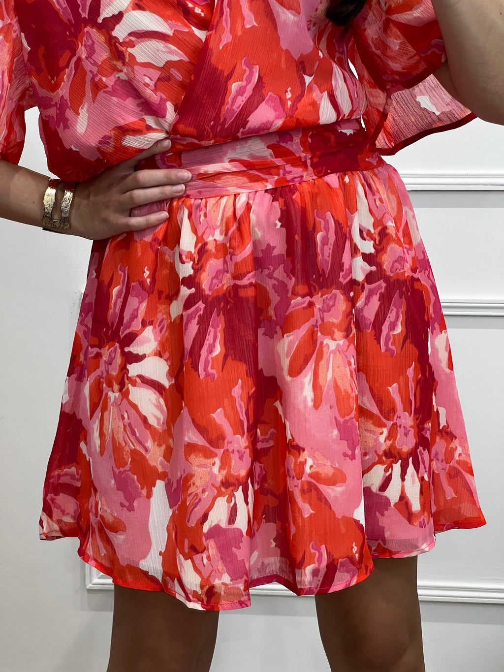 Robe courte motif floral