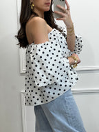 Top BARDOT - Pois blanc