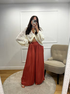 Pantalon fluide satiné - Terracotta