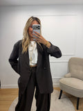 Veste tailleur oversize - CHOCO RAYE