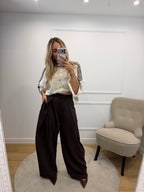 Pantalon tailleur coupe ballon - CHOCO
