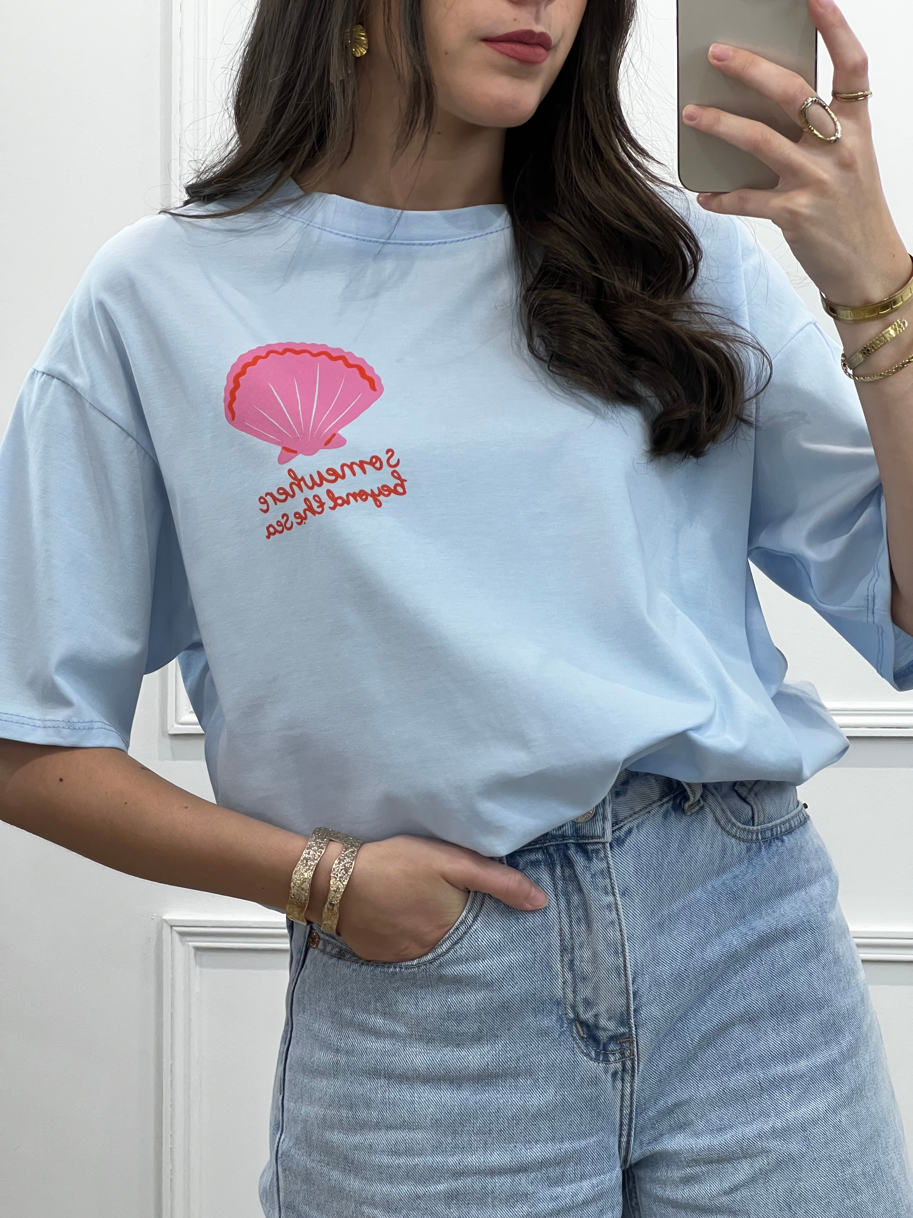 T-shirt THE SEA - Bleu pastel