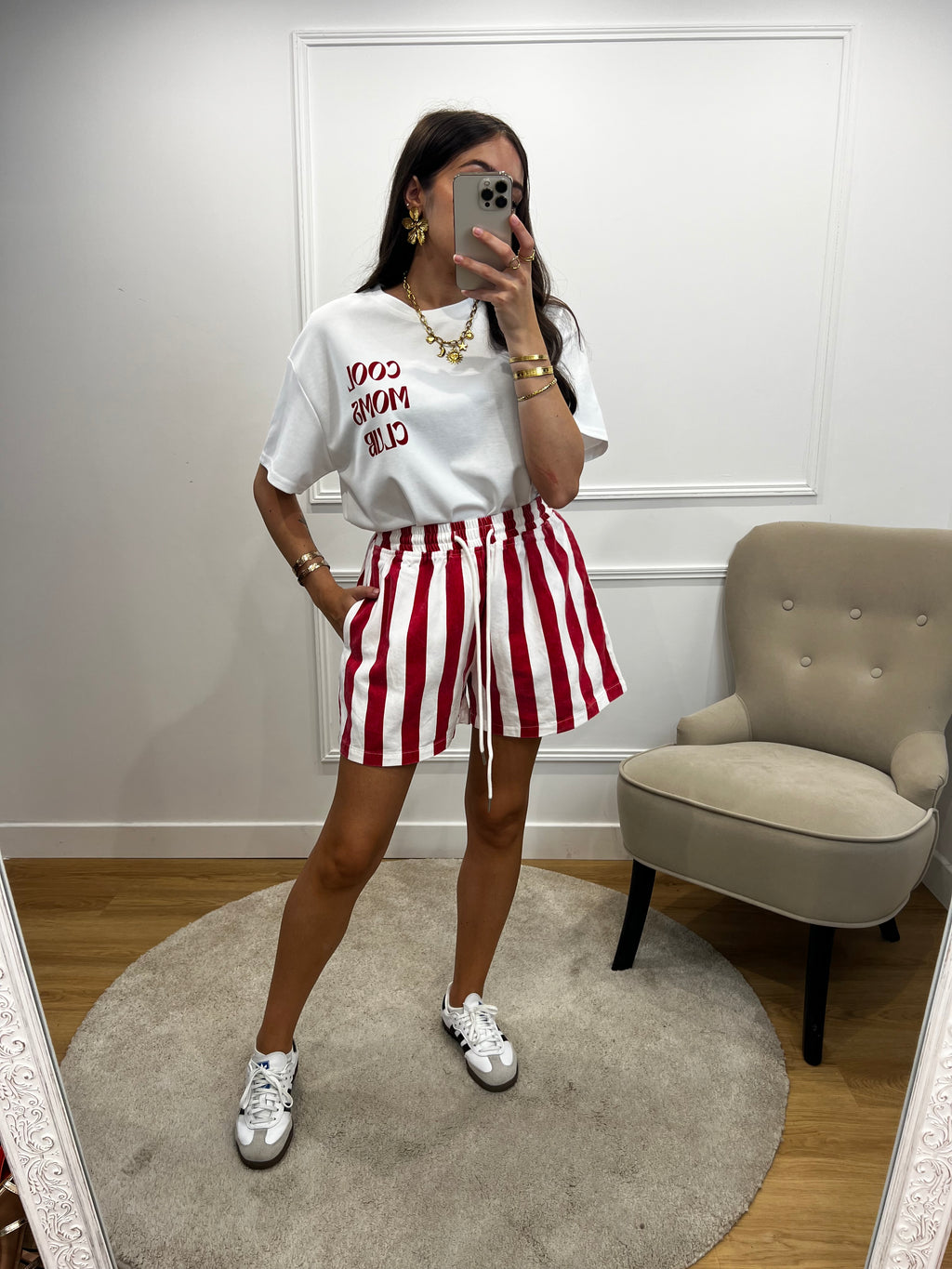 Short rayures - rouge