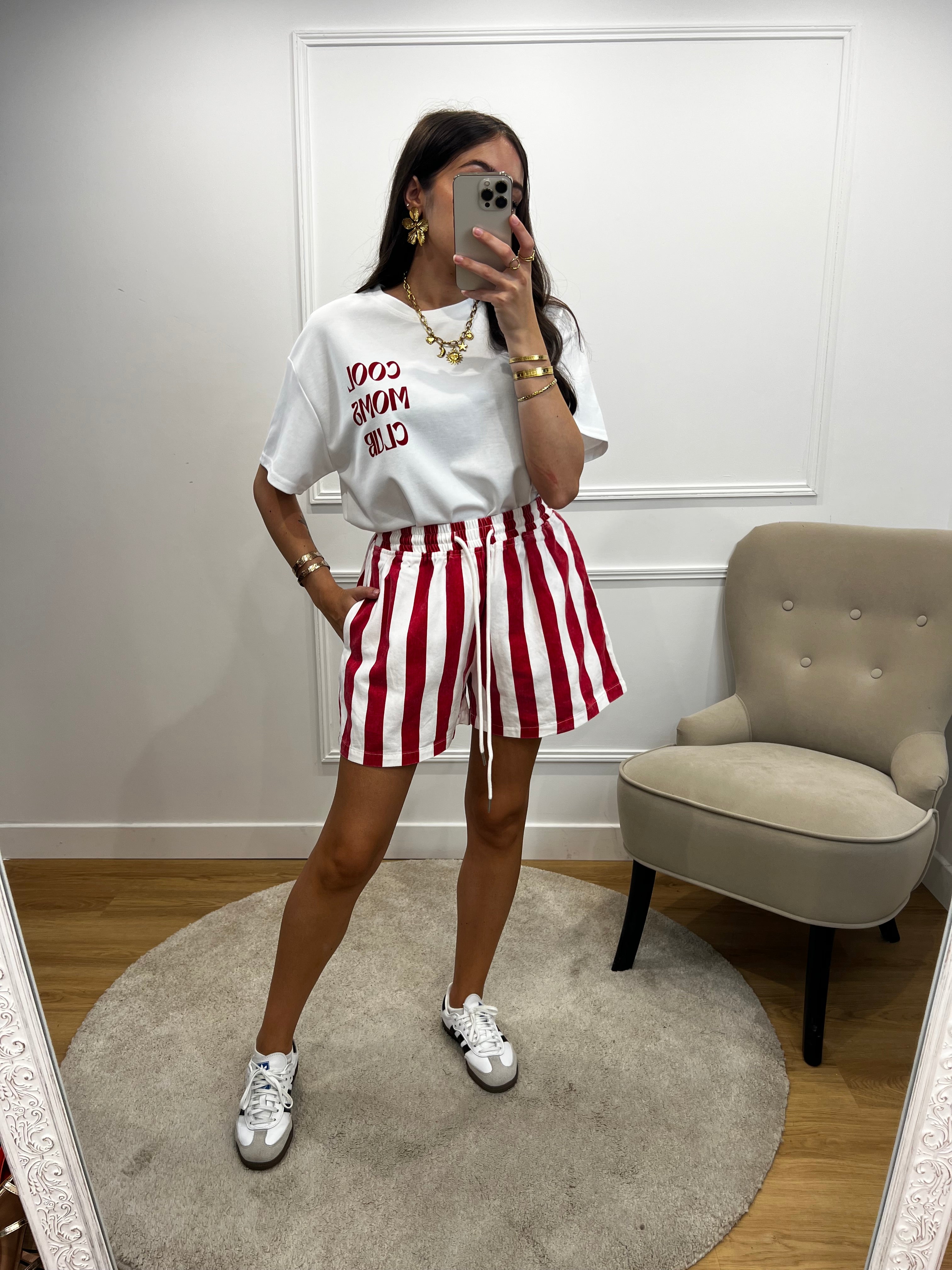 Short rayures - rouge