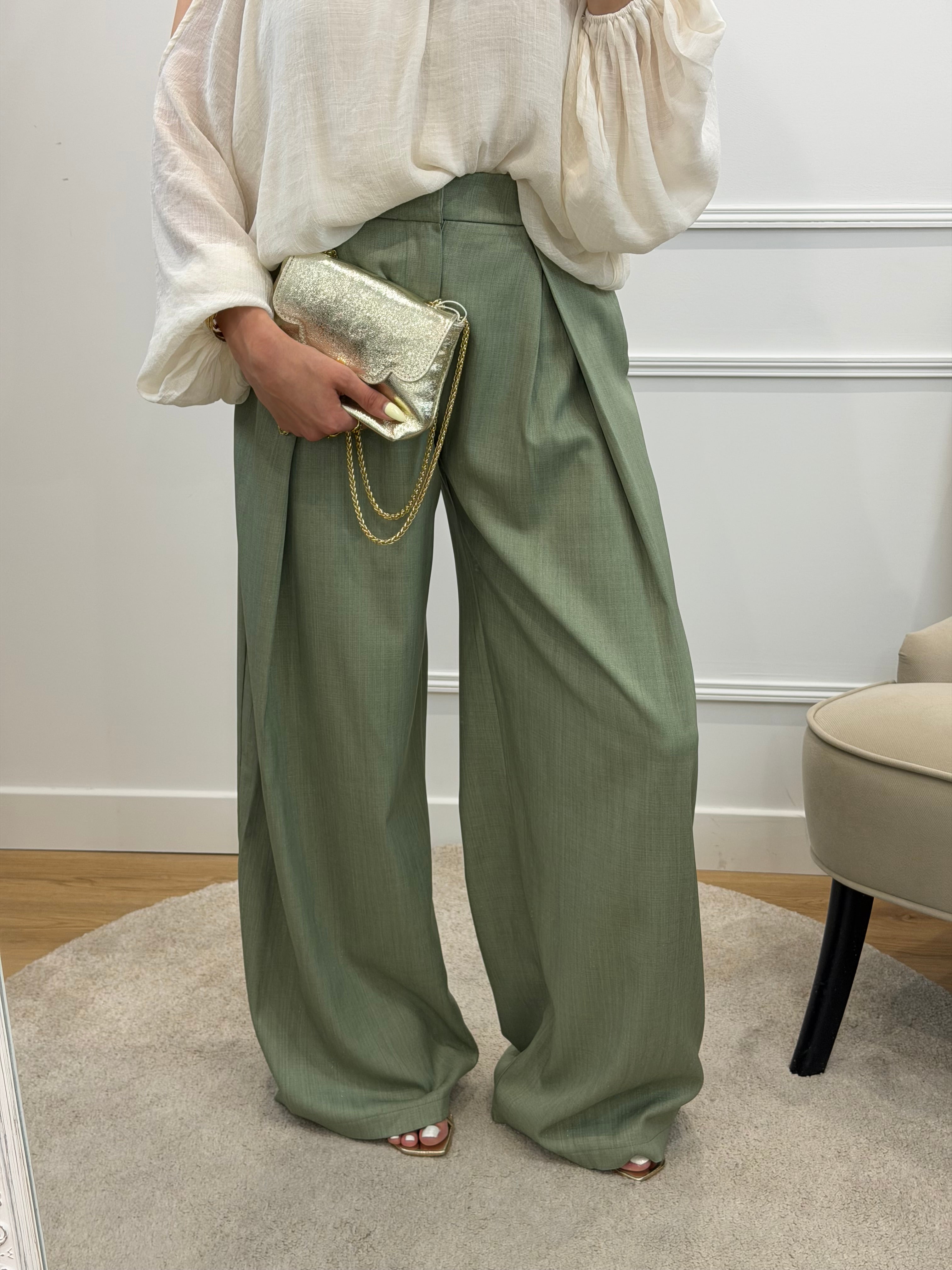 Pantalon à pinces Léon - Vert d'eau