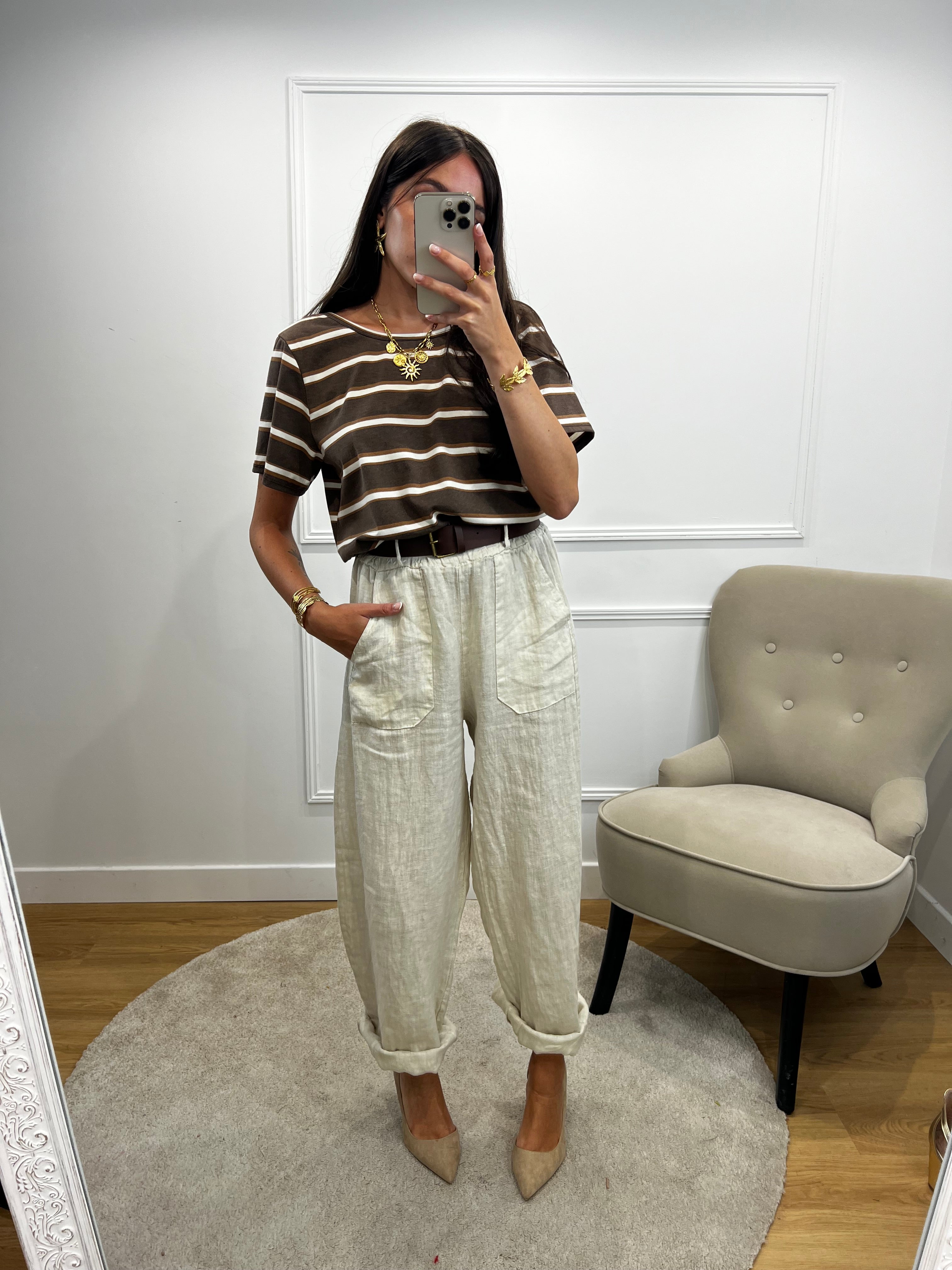 Pantalon Ballon Lin - Beige