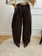 Pantalon tailleur coupe ballon - CHOCO