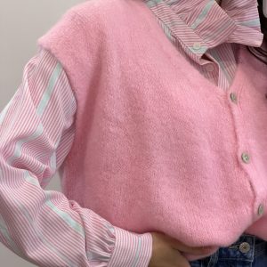 GILET EDEN 30% ALPAGA ROSE BEBE