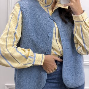 GILET BOUCLETTE BLEU CIEL