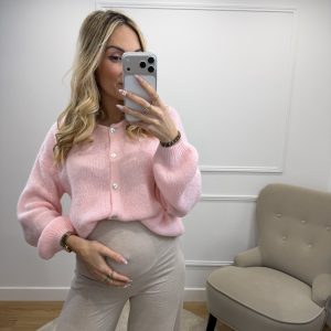 GILET MARCEAU 30% ALPAGA ROSE BEBE