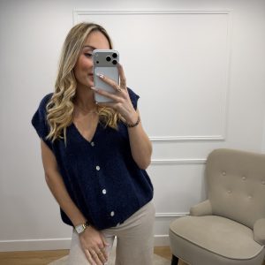 GILET EDEN 30% ALPAGA BLEU MARINE