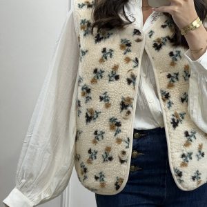 GILET BOUCLETTE A MOTIFS